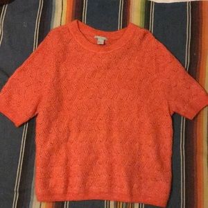 Coral pink shirt sleeves sweater